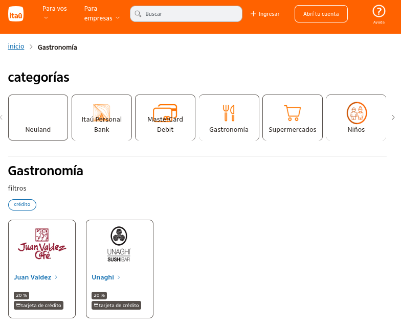 ITAU - GASTRONOMIA MAR 2026